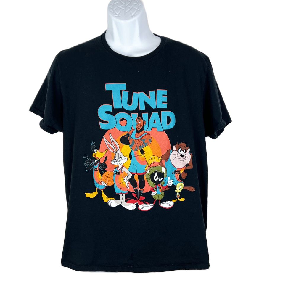 Space Jam Tune Squad Shirt Men Large Black Short Sleeve Looney Tunes Bugs Bunny